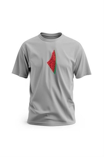 Zaytoon Hartă unisex cu mânecă scurtă imprimată digitală, pepene verde mare, Palestina - S 2XL T 300010