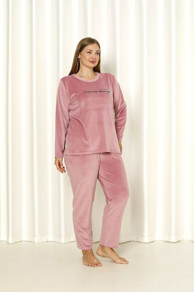SEBOTEKS Soft Textured Velvet Large Size Women's Pajamas Set 20850