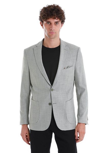Hatemoğlu Khaki Comfort Fit Patterned Mono Collar Classic Jacket