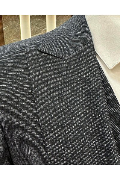 TerziAdemAltun Navy Blue Slim Fit Italian Style Men's Suit - Jacket, Vest, Trousers T11213