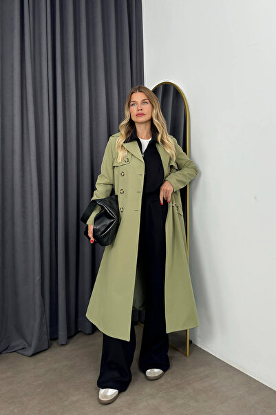 Sue Store Καμπαρντίνα με κουμπιά με επένδυση από ελιά