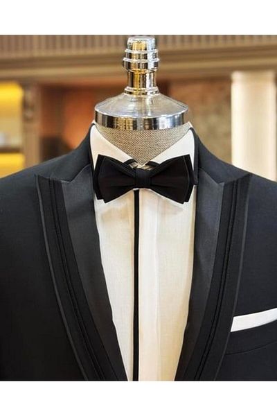 TerziAdemAltun Black Battal Groom Suit Classic Cut Jacket Vest Trousers Set - T12956