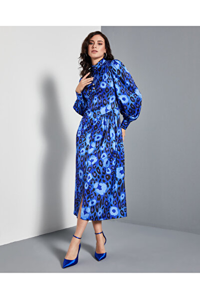 SERPİL Serpil Kadın Saks Elbise 37161