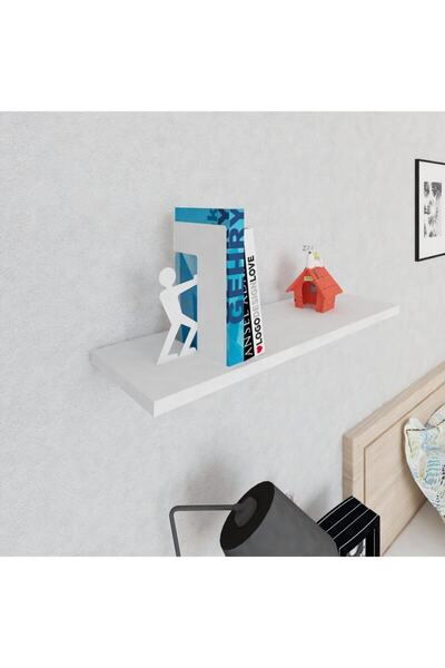 DECORMET 1 ADET Beyaz Adam Salon Kitap Tutucu (ELEKTROSTATİK TOZ BOYALI)
