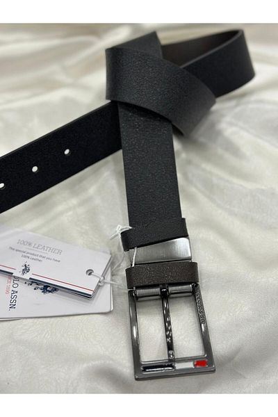U.S. Polo Assn. BAZA. POLO ASSN. Piele naturală pentru bărbați - față-verso maro negru