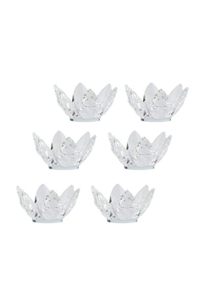 Saray Ottoman handicraft Nilüfer Transparent Color 6-Piece Tea Plate