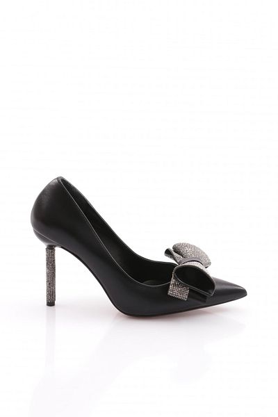 DGN Pantofi cu toc de damă negru metalic 23611062859