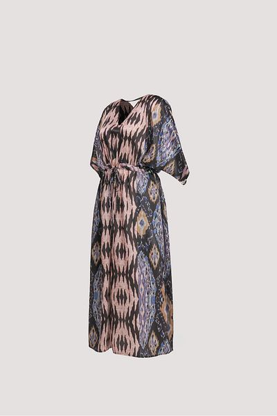 Nomads Felt Blue Ikat Print Low-Cut Dress