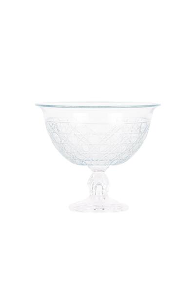 Saray Ottoman handicraft Ayaklı Cam Kase Sunumluk Meyvelik Hasır Desen Orta B...