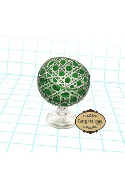 Saray Ottoman handicraft Green Colored 12cm Bowl Ice Cream Half Moon Model