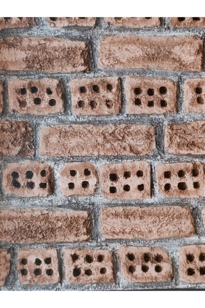 KMS HOME Kiremit Desenli Taş Desenli 3D Hava Alabilen Silinebilir Duvar Kağıd...
