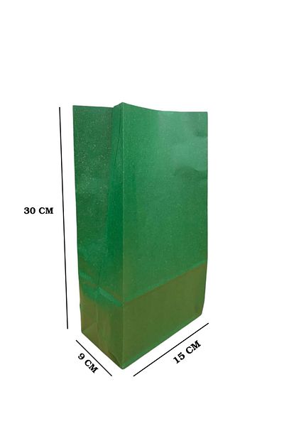 AL Bİ 90LIK Green Kraft Square Bottom Paper Bag - 15X30X9 Cm, 10 Pieces