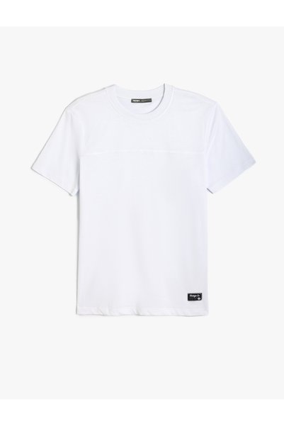 Koton Cotton Short Sleeve T-shirt - Crew Neck, Stitching Detail label