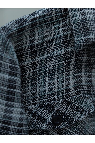 Modamorfo Covered Tweed Shirt with Pockets -Mint