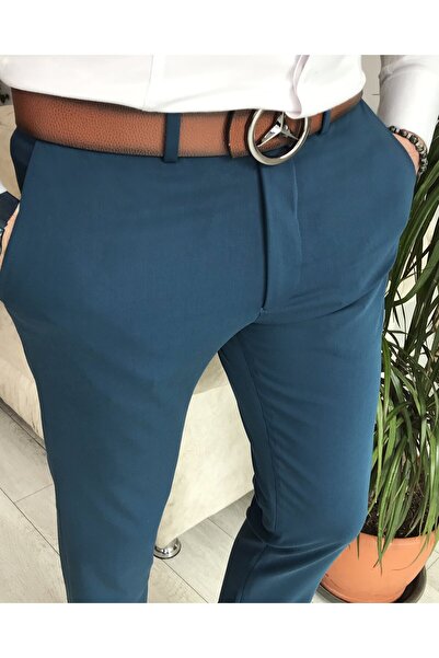 TerziAdemAltun Italian Style Slim Fit Men's Trousers Petrol T7896