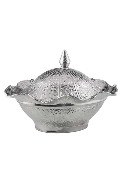 Saray Ottoman handicraft Lalegül Covered Oval Stone Nickel