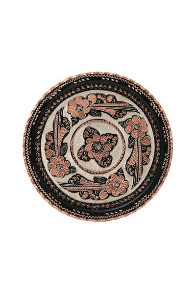 Saray Ottoman handicraft صينية دائرية من النحاس المطرز يدويًا مقاس 25 سم من E...