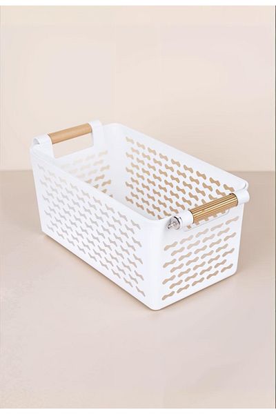 Silkyra 5Lt Stylish Plastic Organizer - Basket, Refrigerator and Bathroom, 27X15X12Cm, White
