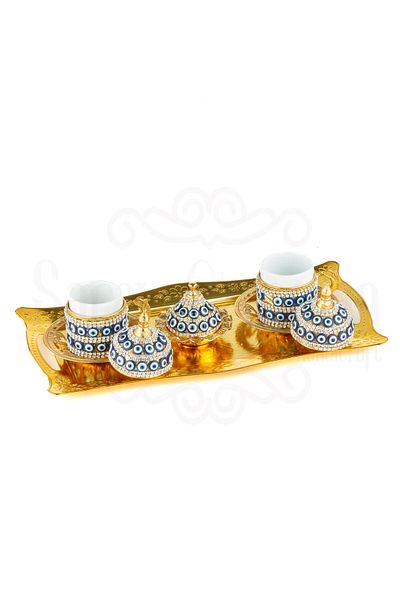 Saray Ottoman handicraft 2-Piece Pomegranate Sweater and Stone Detailed Coffee Cup Set - Ivy Gold