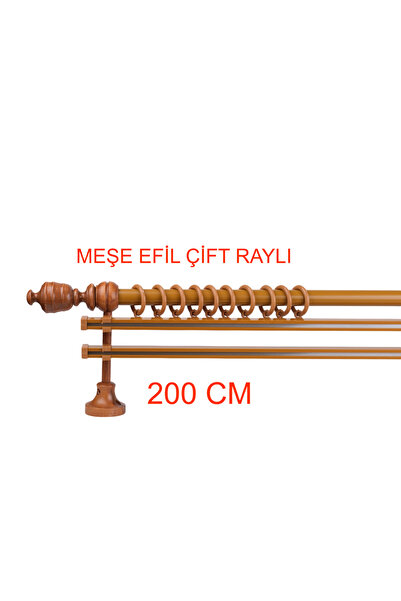 di'mora by ağbaht züc. Meşe Efil Demonte Başlıklı Ahşap Rustik Perde Askısı -...