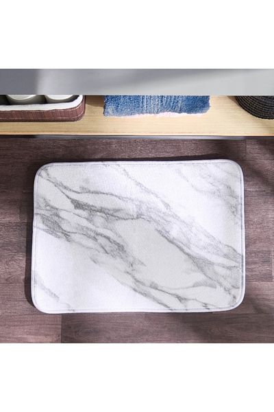 Home Box Cril Marble Print Memory Foam Bath Mat - 43x61 cm