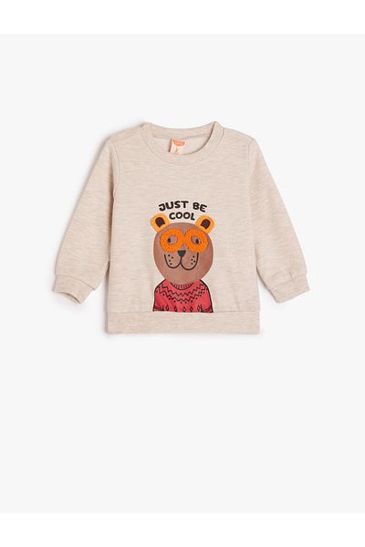 Koton Mikina s dlouhým rukávem s potiskem Teddy Bear - Crew Neck