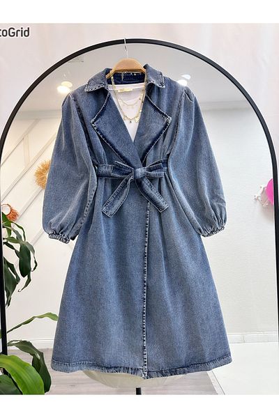 YEDİLALE Denim Trench - Washed Design