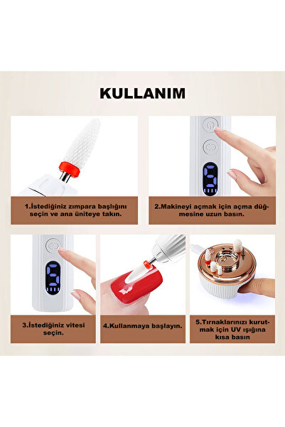 BK DESING Yeni Nesil 18000 RPM Tırnak Törpü UV Kurutma Manikür Pedikür Protez Tırnak Ve Tırnak Mantar Makinesi