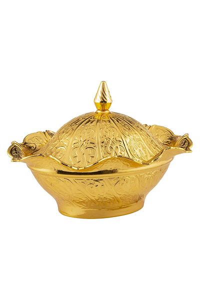 Saray Ottoman handicraft Lalegül Covered Oval Stone Gold