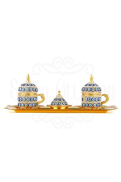 Saray Ottoman handicraft 2-Piece Pomegranate Sweater and Stone Detailed Coffee Cup Set - Ivy Gold