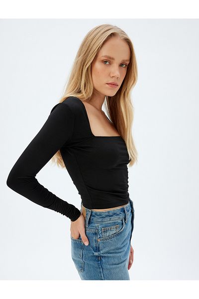 Koton Long Sleeve Square Neck Blouse