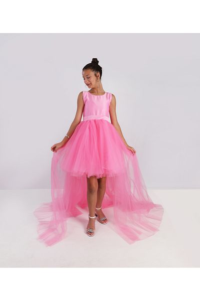 2021 NSM LİFE quality of life Girl's Fuchsia Front Short Back Long Wrap Birthday Dress