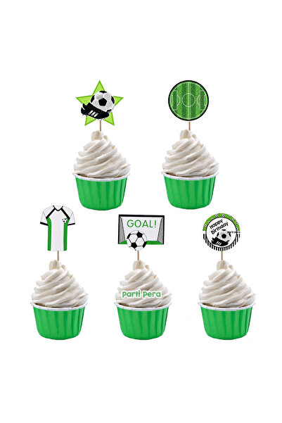 parti pera Futbol Temalı Cupcake Pasta Kürdan Süsü 15 Adet