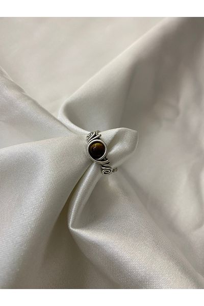İDE TAKI TASARIMM Handmade Tiger Eye Natural Stone Ring