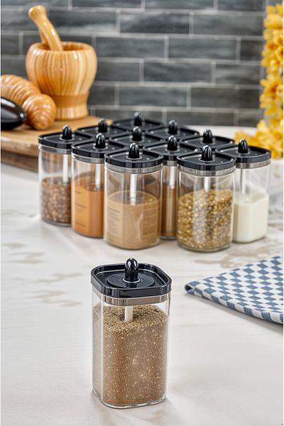 Milenay Transparent Crystal Spice Jar Set - 300ml Volume, 3 Pieces