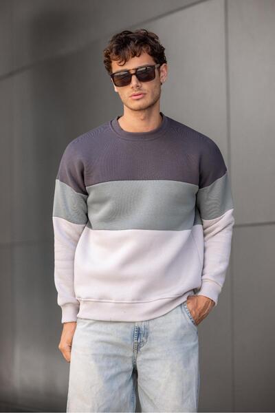 Oksit Trc 3244 Три нитки бавовняні шматочки велосипедний комір чоловічий світшот