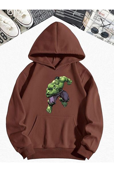 BENROMA Детски суичър с качулка и качулка с щампа Hulk