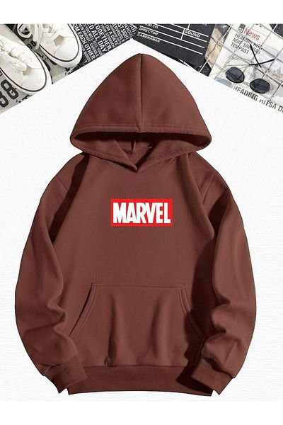 BENROMA Детски суитшърт с качулка и качулка с принт на Marvel