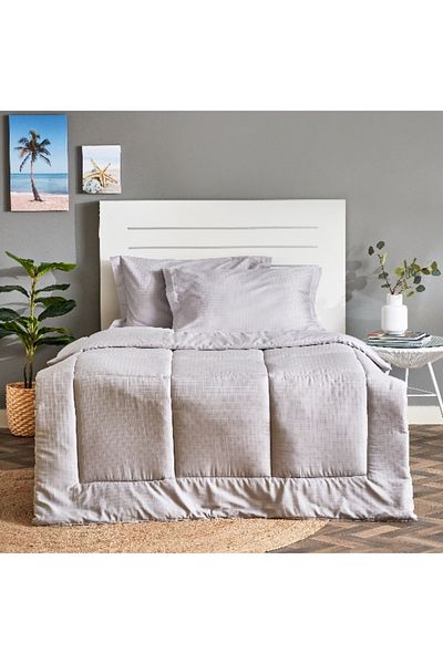 Home Box Cambridge Checked 3-Piece Twin Comforter Set - 160x220 cm