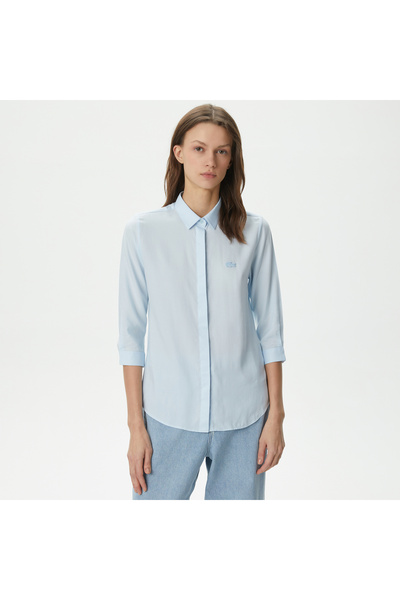 Lacoste Kadın Relaxed Fit Mavi Gömlek