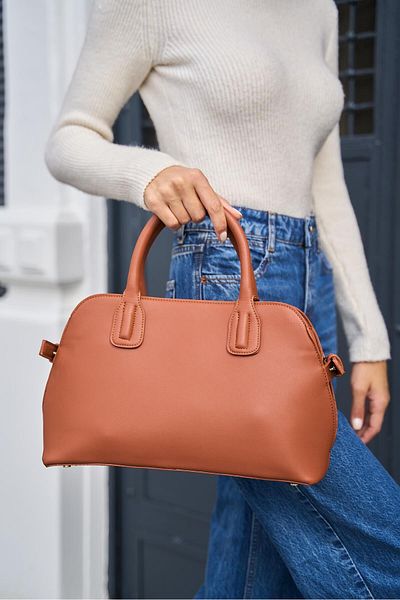 Madamra Brązowa damska torebka Jadore Double Strap do ręki i na ramię