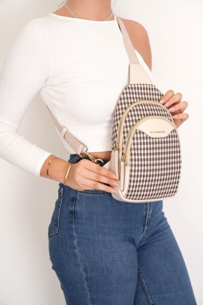 Silver Polo Silver & Polo Brown Yellow - Bej Sp959 Geantă de talie pentru femei