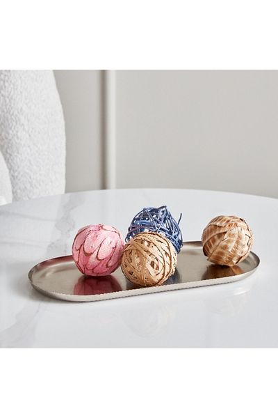 Home Box Verve Metal Oval Decorative Tray - 34x15.5x1.5 cm