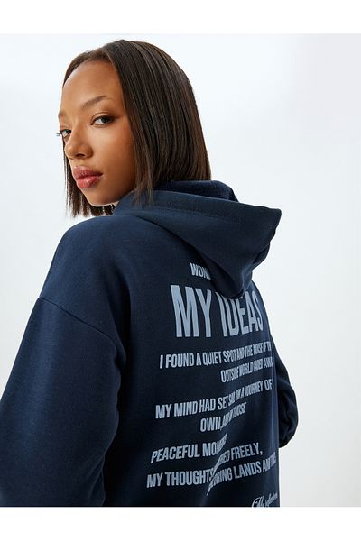 Koton Back Printed Sweatshirt Hooded Hooded Comfortable Fit