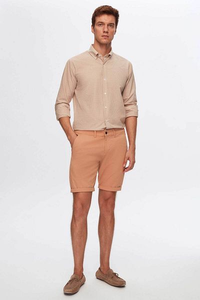 D'S Damat Slim Fit-Chino-Shorts aus Baumwolle mit Seitentaschen in Kamel