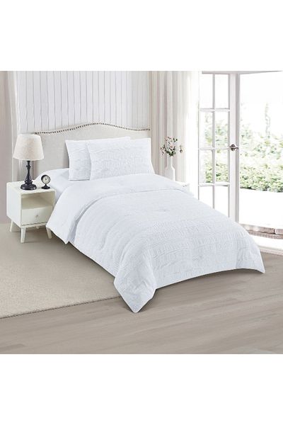 Home Box Waffle Crinkle 3-Piece Twin Comforter Set - 160x220 cm