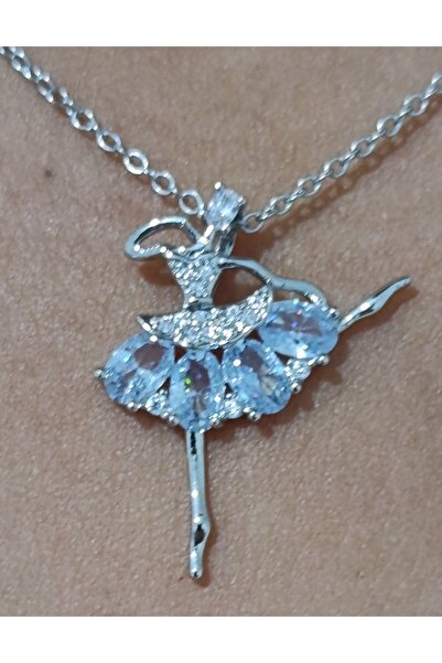 MENTAŞ قلادة نسائية فضية اللون سلسلة راقصة الباليه موديل 45 سم قلادة مجوهرات