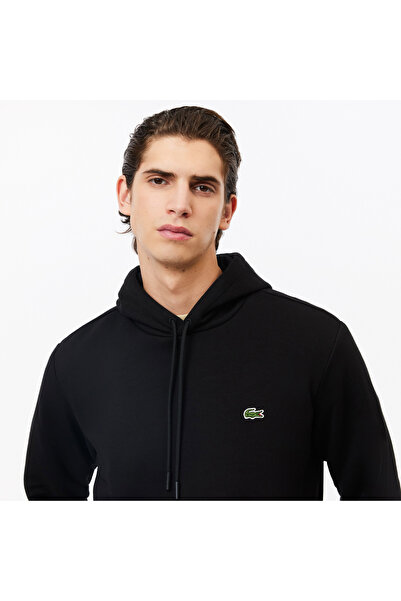 Lacoste Erkek Classic Fit Kapüşonlu Siyah Sweatshirt