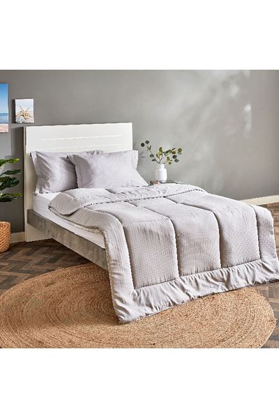 Home Box Cambridge Checked 3-Piece Twin Comforter Set - 160x220 cm