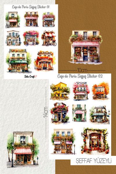 SelisCraft Cafe De Paris Temalı Şeffaf Sticker Seti 01-02 Ajanda Planlayıcı B...